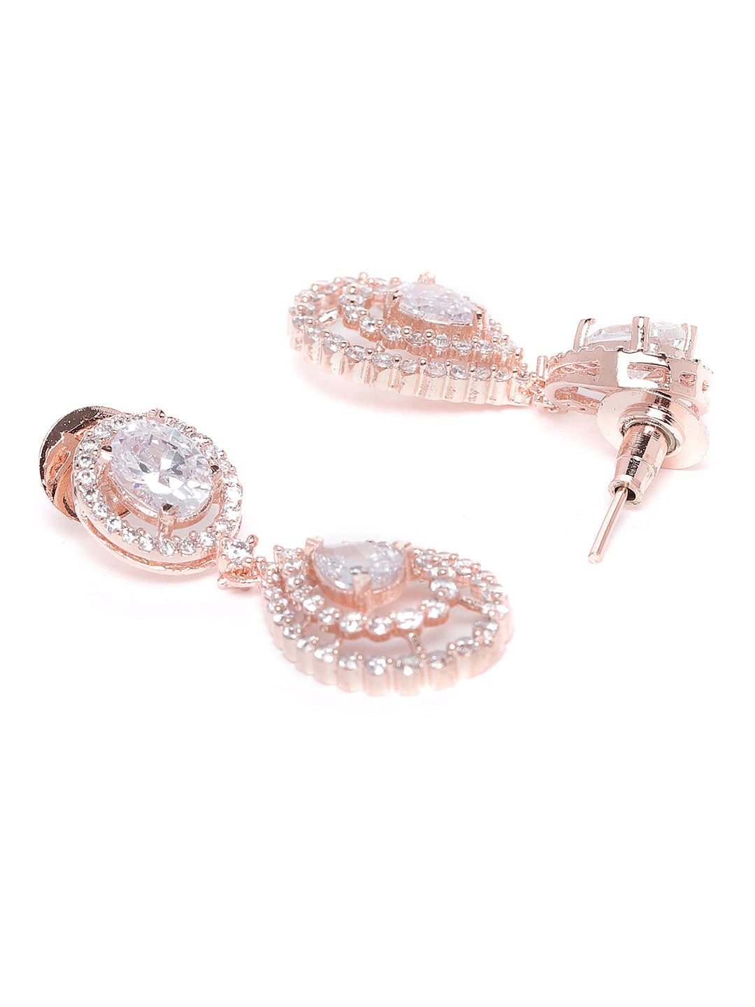 Rose Gold-Plated AD-Studded Handcrafted Jewellery Set
