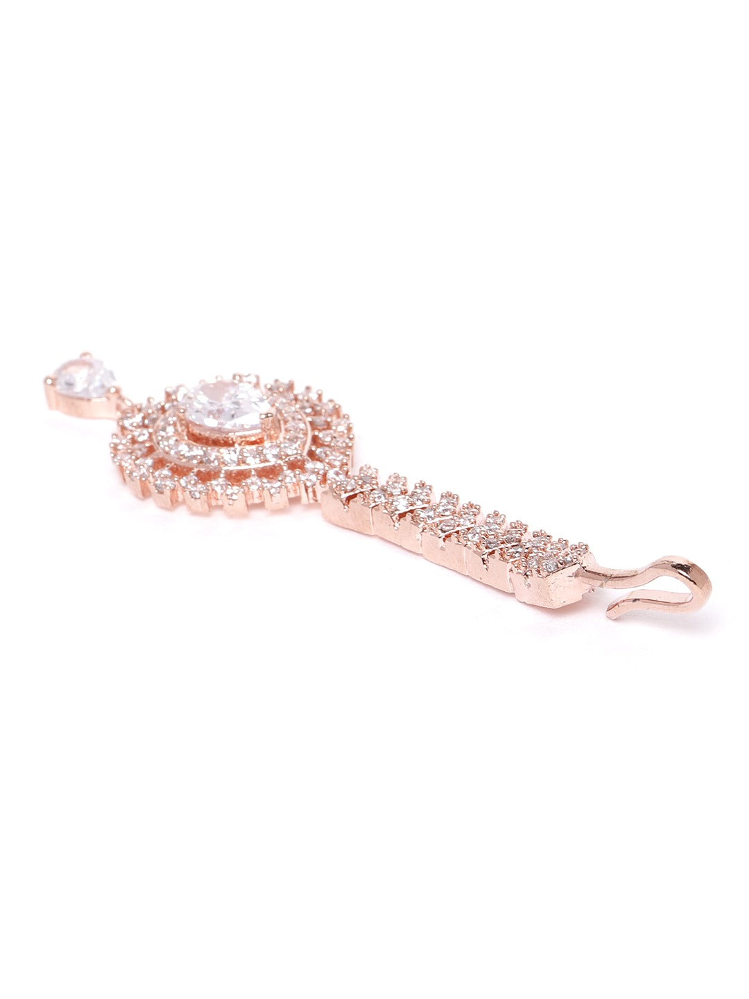 Rose Gold-Plated CZ Stone-Studded Handcrafted Maang Tika