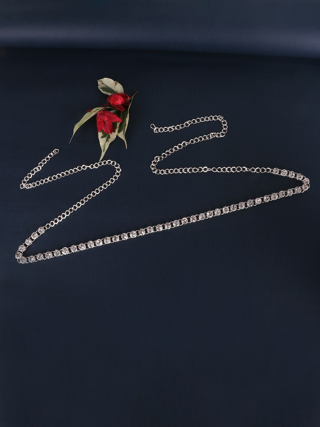 Silver-Plated & White AD-Studded Kamarbandh