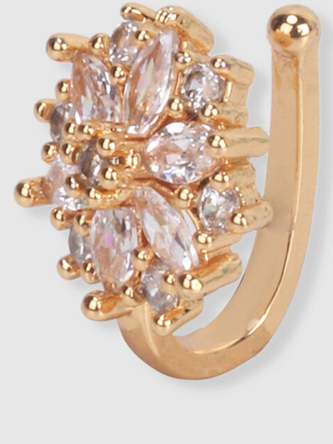 Set Of 3 Vilandi Gold-Plated & White CZ-Studded & Beaded Nosepins