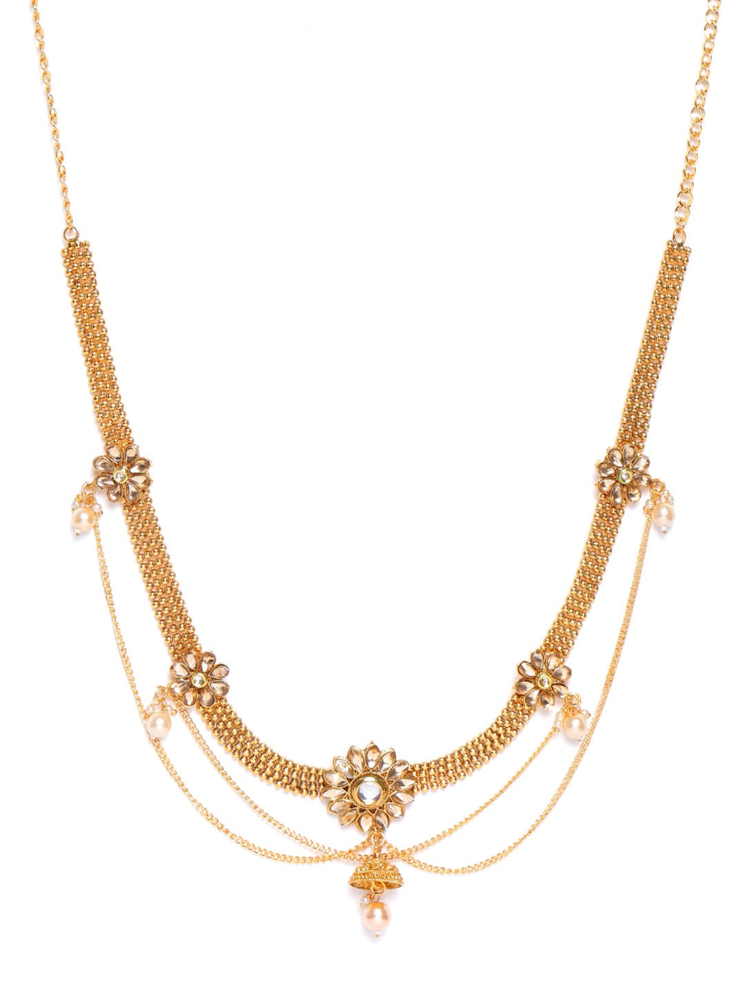 Off-White Gold-Plated Kundan Studded & Beaded Handcrafted Kamarbandh