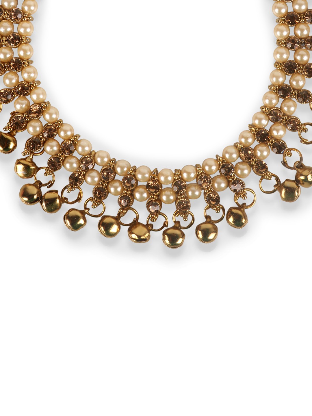 Women Pair of Gold Plated Partywear Bridal Look Stone Studded Anklet