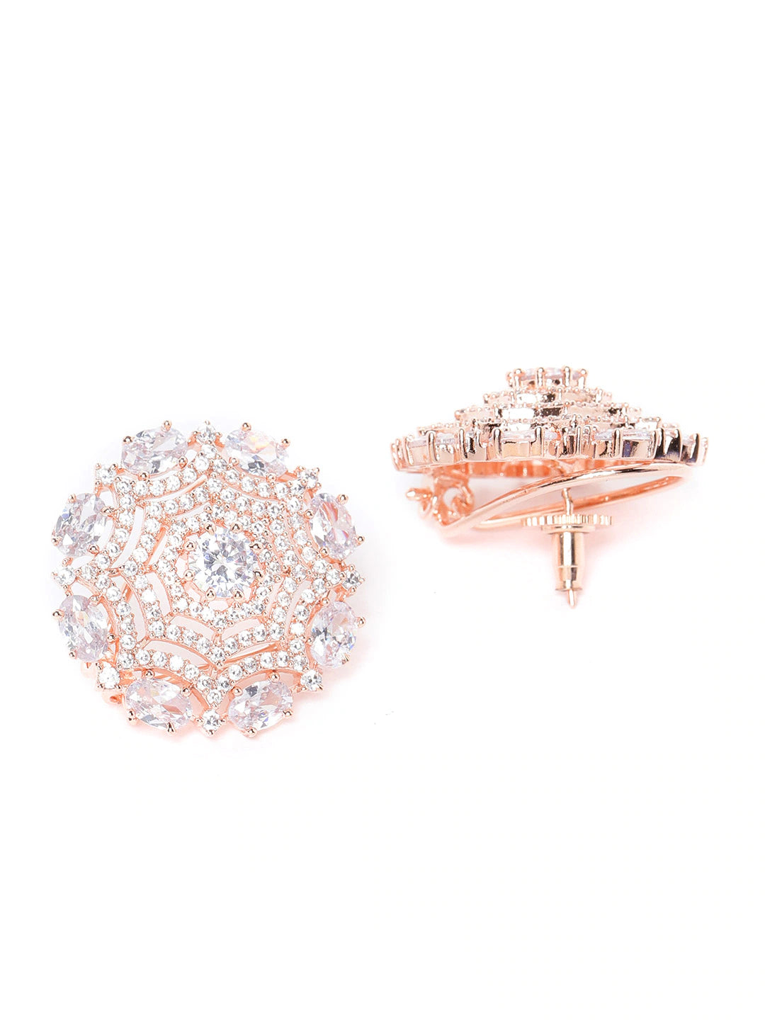 Rose Gold-Plated AD Studded Handcrafted Circular Studs