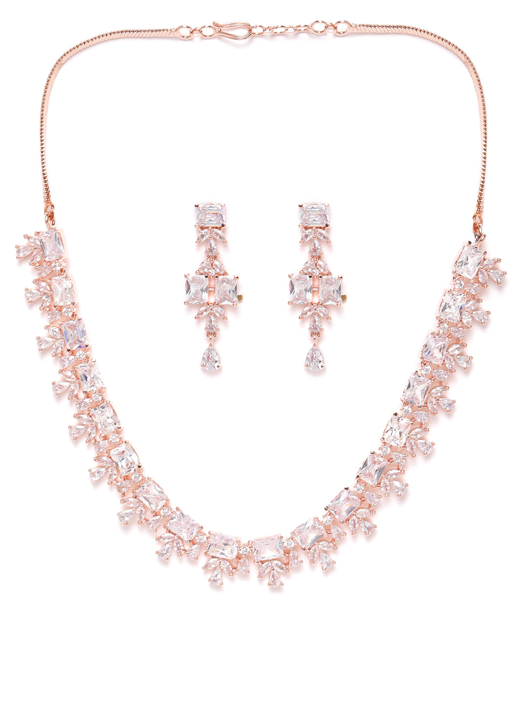 Rose Gold-Plated AD-Studded Handcrafted Jewellery Set