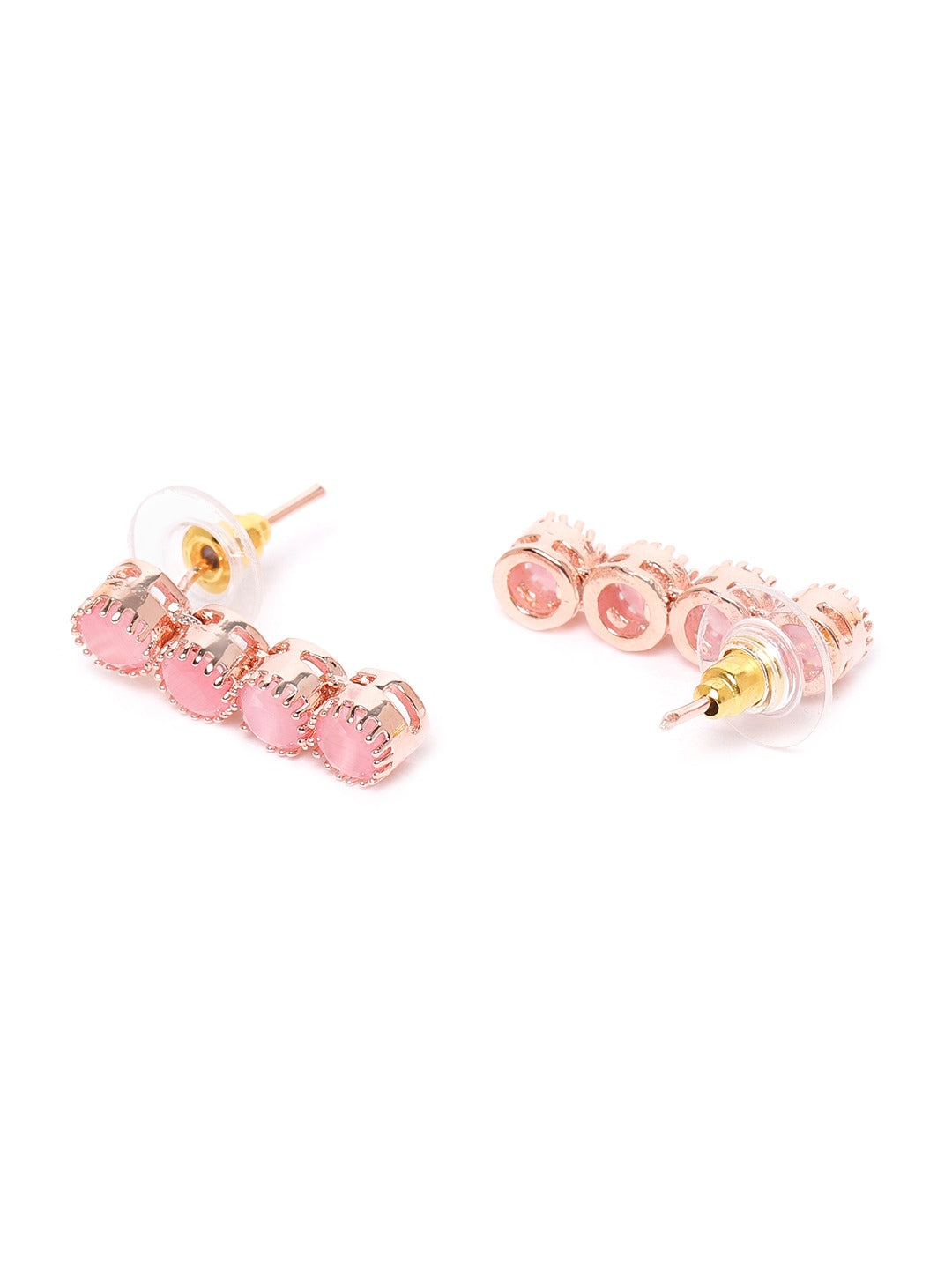 Pink Rose Gold-Plated AD-Studded Handcrafted Jewellery Set