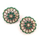 Woman Royal Emerald Kundan Round Earrings