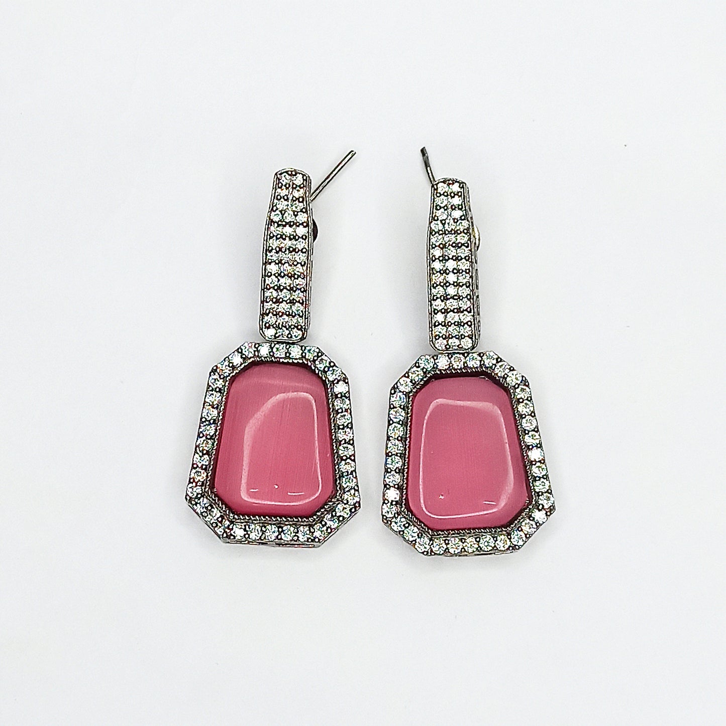 Blush Elegance Black Polish Drop Earrings