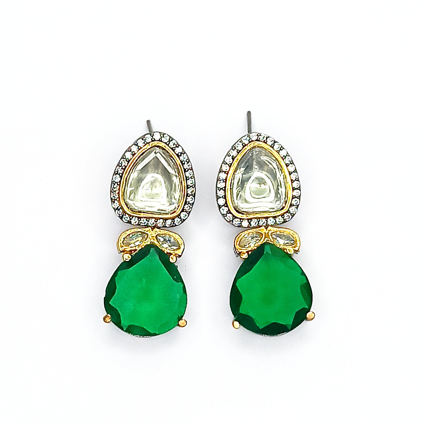 Emerald Royale Kundan Drop Earrings