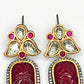 Velvet Red Kundan Drop Earrings