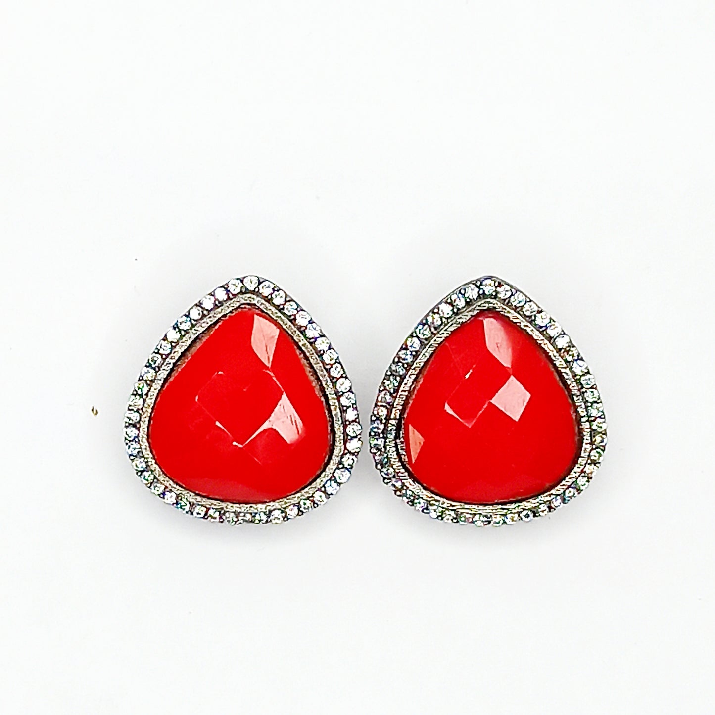 Women Red Leaf Kundan Stud Earrings