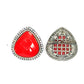 Women Red Leaf Kundan Stud Earrings