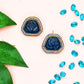 Gold Plated Black Kundan Stud Earrings