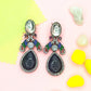 Monochrome Majesty Peacock Kundan Earrings