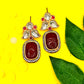 Velvet Red Kundan Drop Earrings