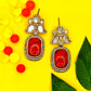 Saffron Shine Kundan Earrings Set