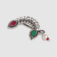 Oxidized Silver-Toned & White CZ-Studded Beaded Traditional Stud Nath