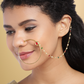 Red & Green Gold-Plated CZ-Studded & Beaded Handcrafted Chained Nose Ring