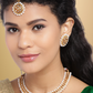 White Gold Plated Cubic Zirconia Studded Handcrafted Jewellery Set ( American Diamond , Gold , White )