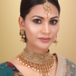 Gold-Plated & White Kundan-Studded & Pearl Beaded Jewellery Set
