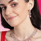 Pink Rose Gold-Plated AD-Studded Handcrafted Geometric Jewellery Set