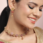 Pink Gold-Plated Stone Studded Handcrafted Jewellery Set