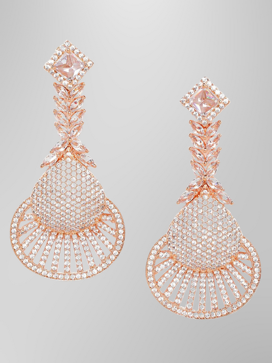 Women Rose Gold Plated Contemporary Drop Earrings