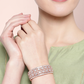 Rose Gold-Plated Handcrafted AD-Studded Bangle-Style Bracelet