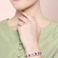 Magenta Silver-Plated AD-Studded Handcrafted Bangle-Style Bracelet