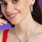 Pink Rhodium-Plated AD-Studded Handcrafted Jewellery Set