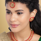 Red Gold Plated CZ Studded & Beaded Jewellery Set