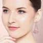 Pink Rose Gold-Plated AD Studded Handcrafted Contemporary Drop Earrings