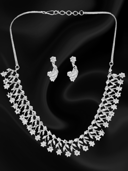Silver-Plated AD-Studded Handcrafted Jewellery Set