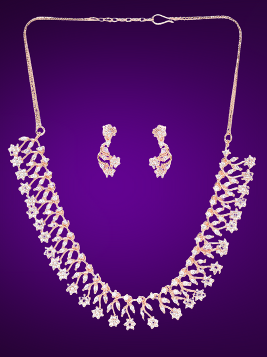 Rose Gold Plated AD-Studded Handcrafted Jewellery Set