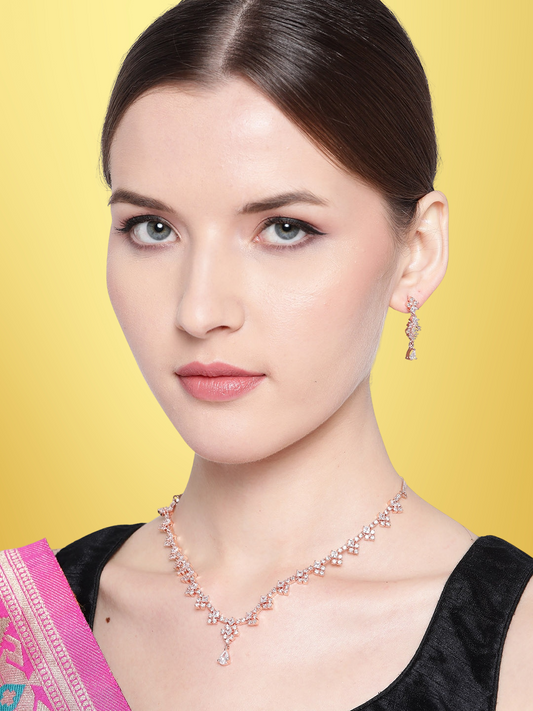 Rose Gold-Plated AD-Studded Handcrafted Jewellery Set
