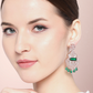 Green Rose Gold-Plated AD Studded Beaded Handcrafted Drop Earrings