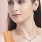 Magenta & Black Gold-Plated AD-Studded Beaded Mangalsutra