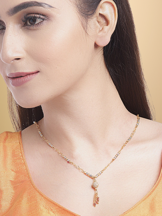 Silver-Toned Gold-Plated AD-Studded Mangalsutra