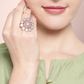 Rose Gold-Plated CZ Stone-Studded Handcrafted Adjustable Finger Ring