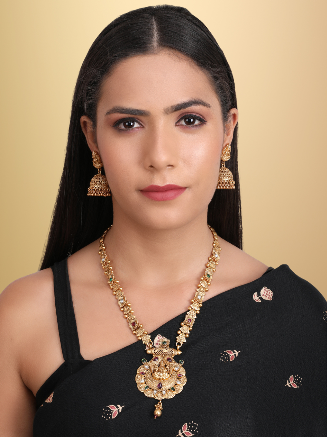 Gold-Plated Stone-Studded Jewellery Set