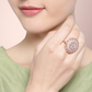 Rose Gold-Plated AD-Studded Handcrafted Adjustable Circular Finger Ring