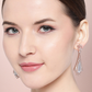 Grey Rose Gold-Plated AD-Studded Handcrafted Teardrop-Shaped Drop Earrings