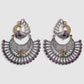 Silver-Toned Oxidized Contemporary Drop Earrings
