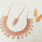 Rose Gold Plated Designer American Diamond Necklace Set