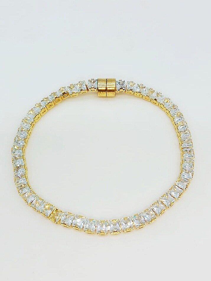 Gold Plated American Diamond Studded Magnetic Bracelet