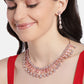 Pink Rose Gold-Plated AD-Studded Handcrafted Jewellery Set ( American Diamond , Rose Gold , Pink )