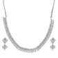 Silver-Toned Rhodium-Plated AD-Studded Handcrafted Jewellery Set