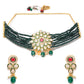 Green Gold-Plated Handcrafted Kundan-Studded Beaded Jewellery Set