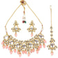 Gold-Plated White & Pink Kundan-Studded Beaded Vilandi Traditional Jewellery Set