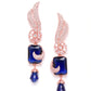 Navy Rose Gold-Plated Handcrafted AD-Studded Contemporary Drop Earrings