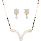 Black Gold-Plated AD Studded & Beaded Mangalsutra & Earrings Set